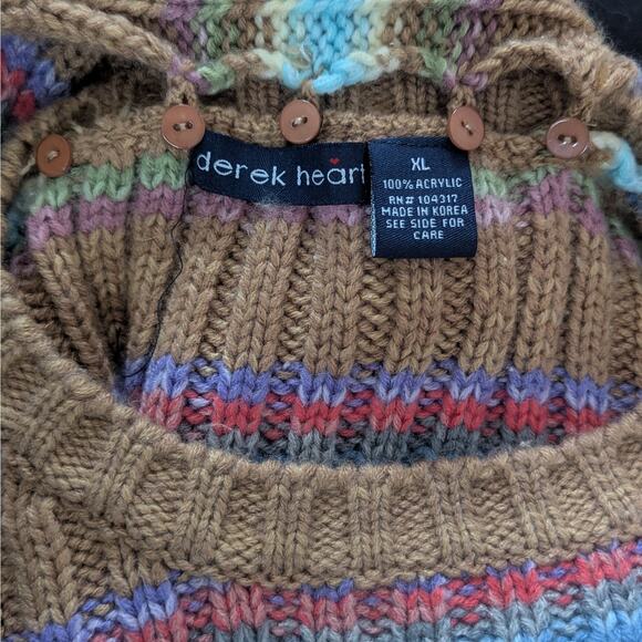 Vintage Y2K Derek Heart Knit Sweater + Matching Scarf (Detachable) – XL - Picture 3 of 3